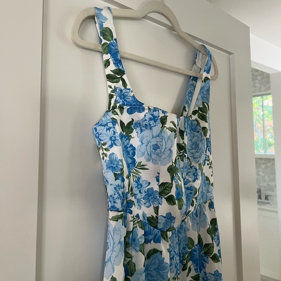 Show Me Your MuMu Nina Blue Floral Maxi Dress Large White Green Bridesmaid SMYM - Picture 8 of 15